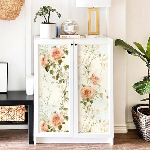 Livebor Floral Peel and Stick Wallpaper Boho Rose Flower Contact Paper 16.9in x118.1in Vintage Floral Wallpaper Peel and Stick Removable Self Adhesive Wall Paper for Bathroom Cabinets Decor Vinyl Roll - Image 3