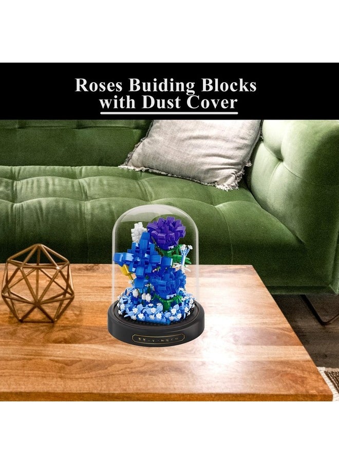 Generic Roses Flower Bouquet Set,Mini Bricks Botanical Collection Flowers Building Blocks,Assembly Bonsai Tree Friends Sets, Valentine's Anniversaries Birthday Gift for Women Friends Adults(Blue)  - Image 3