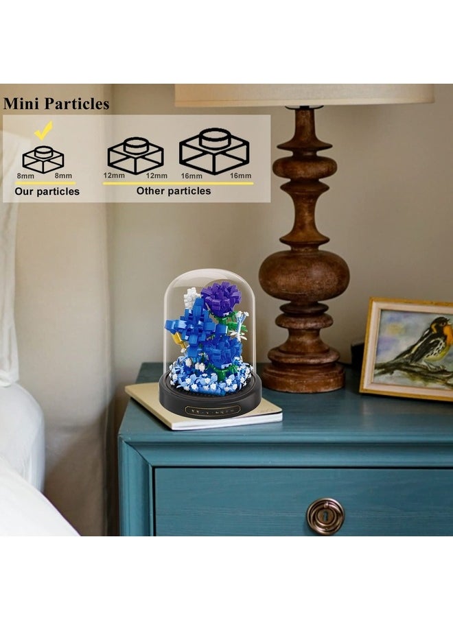 Generic Roses Flower Bouquet Set,Mini Bricks Botanical Collection Flowers Building Blocks,Assembly Bonsai Tree Friends Sets, Valentine's Anniversaries Birthday Gift for Women Friends Adults(Blue)  - Image 4