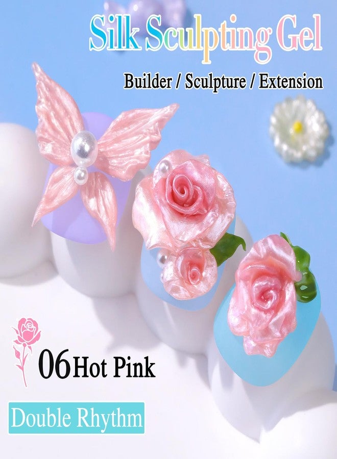 Double Rhythm 3D Nail Gel Pearl Solid Sculpting Gel for Nail Art Non-Sticky Hard Gel for Building Carving Molding Nail Extension Soak Off UV/LED Nail Art Salon Home DIY 0.5 Oz (Orange Pink-Silk 06) - Image 2