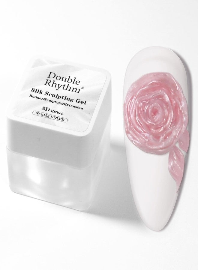 Double Rhythm 3D Nail Gel Pearl Solid Sculpting Gel for Nail Art Non-Sticky Hard Gel for Building Carving Molding Nail Extension Soak Off UV/LED Nail Art Salon Home DIY 0.5 Oz (Orange Pink-Silk 06) - Image 1