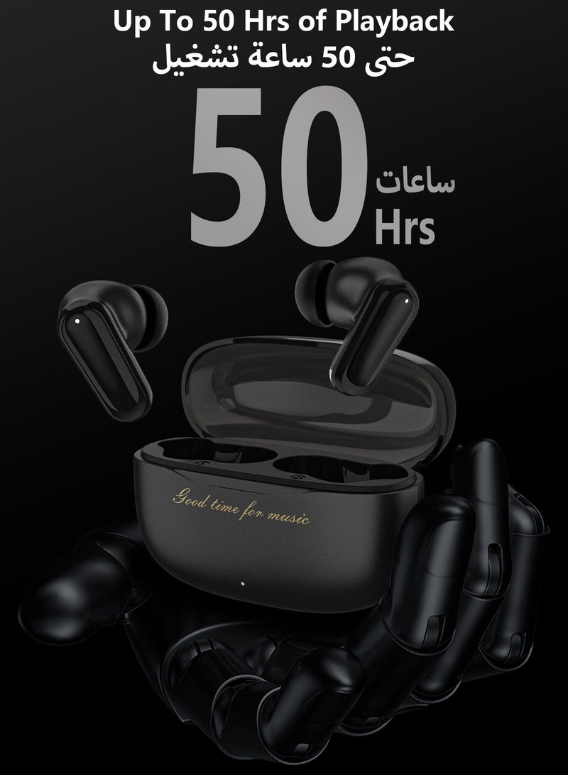 دوداو سماعات أذن بلوتوث لاسلكية حقيقية U8Pro | تشغيل لمدة 50 ساعة مع علبة الشحن | سماعات أذن داخلية باللون الأسود مع ميكروفون للتلفزيون والهواتف الذكية وأجهزة الكمبيوتر المحمولة وأجهزة الكمبيوتر والرياضة - Image 2