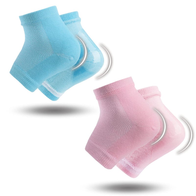 Foxtech 2 Pairs Moisturizing Gel Socks Dry Heel Treatment for Rough Feet Repair Cracked Feet Moisture Foot Spa Aloe Socks Pedicure Foot Care for Women Black Cotton Gray Cotton 