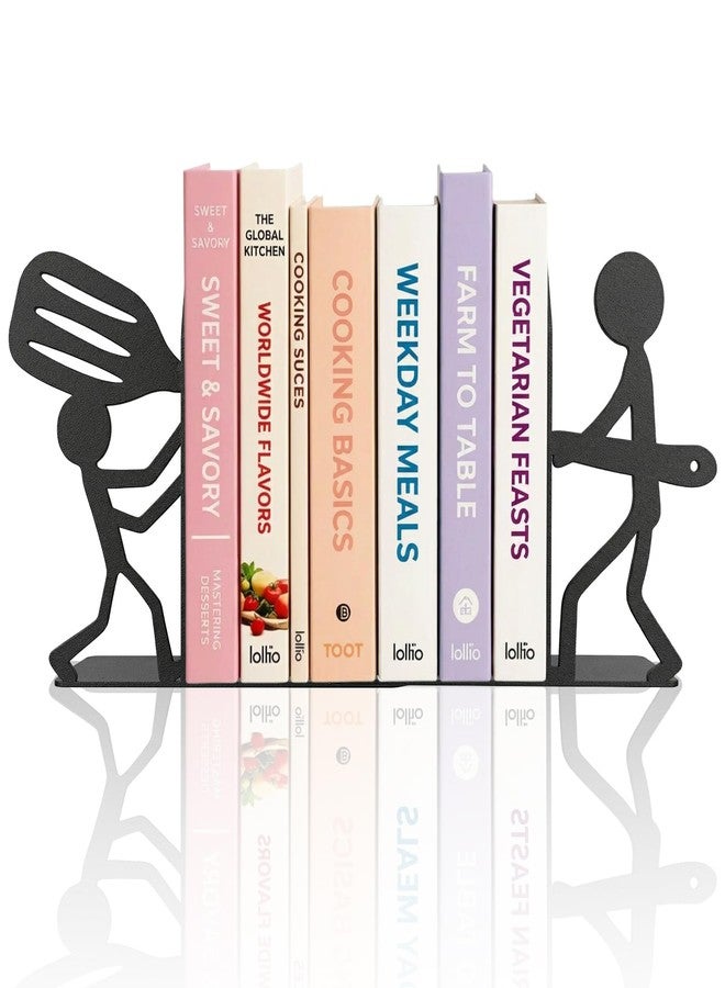 فواصل كتب معدنية مزخرفة من إنسيمارت، مثالية للرفوف، وفواصل كتب للمطبخ للكتب الثقيلة، وحامل كتب طبخ فريد ولطيف، هدية رائعة لمحبي كتب الطبخ، مناسبة للمنزل الجديد - Image 1