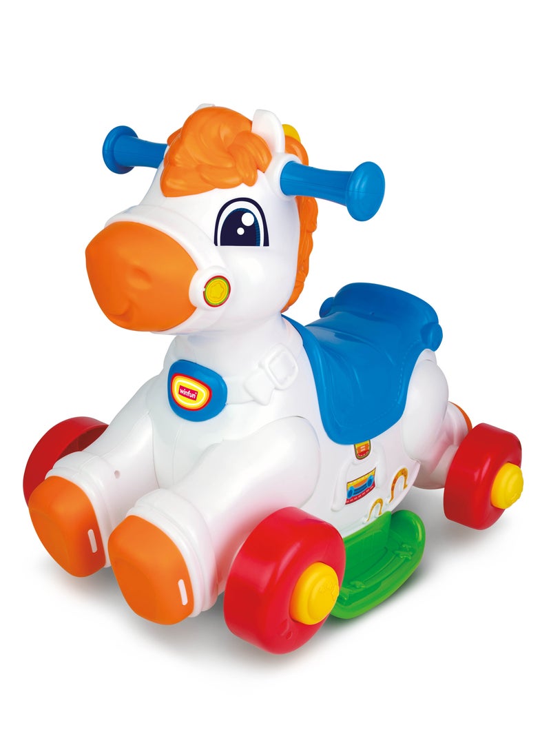 Winfun Junior Rider Rocking Horse â€“ 2-in-1 Ride-On & Rocker with Lights, Sounds & Motion Sensor | Ride-On Toy â€“ Light-Up Buttons, Motion Sensor & Sound Effects | For Toddlers Ages 12â€“36â€¯Months - Image 1