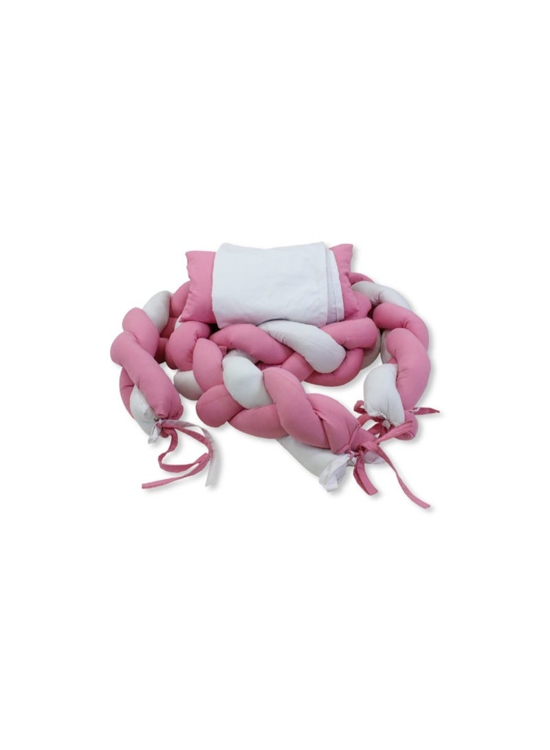 Braided Baby Crib Bumper – Pink - Image 1