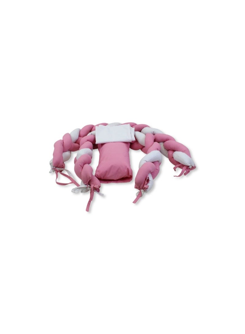 Braided Baby Crib Bumper – Pink - Image 2