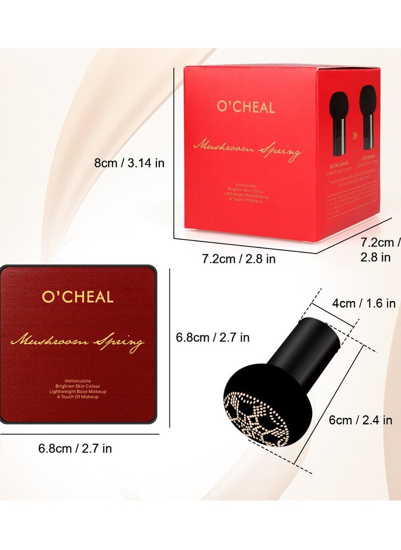 OCHEAL - Mushroom Head Air Cushion CC Cream Foundation Mushroom Head Foundation BB Cream Makeup Foundation Concealer Brighten Long lasting Oil Control and Moisturizing Natural 01 - Image 1