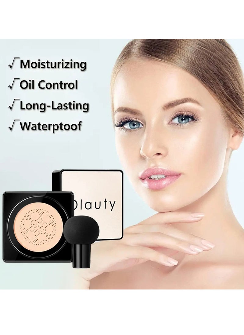 OCHEAL - Mushroom Head Air Cushion CC Cream Foundation Mushroom Head Foundation BB Cream Makeup Foundation Concealer Brighten Long lasting Oil Control and Moisturizing Natural 01 - Image 1