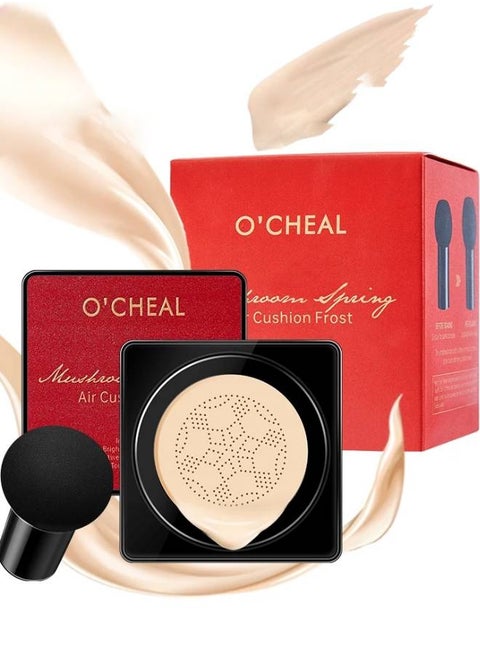 Mushroom Head Air Cushion CC Cream Foundation Mushroom Head Foundation BB Cream Makeup Foundation Concealer Brighten Long lasting Oil Control and Moisturizing Natural 01