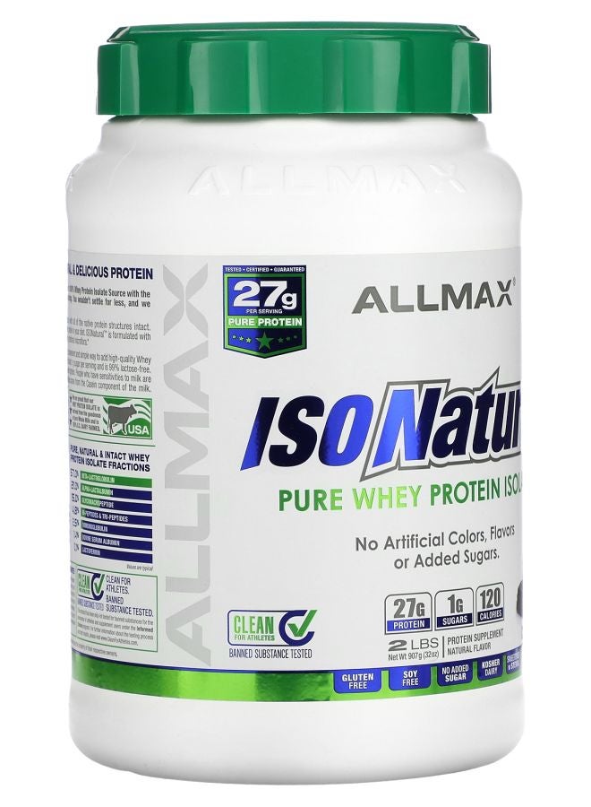 Allmax ISONatural™ Pure Whey Protein Isolate Chocolate 2 lbs (907 g) - Image 2