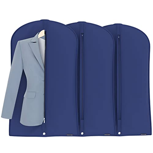 HANGERWORLD 40inch Garment Bag Suit Bags for Closet Storage Breathable Clothes Cover Dust Protector (3, Blue) - Image 3