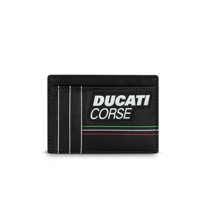 دوكاتي كورس Ducati Corse Stile Black Genuine Leather Card Holder For Men - DTLGD2200601