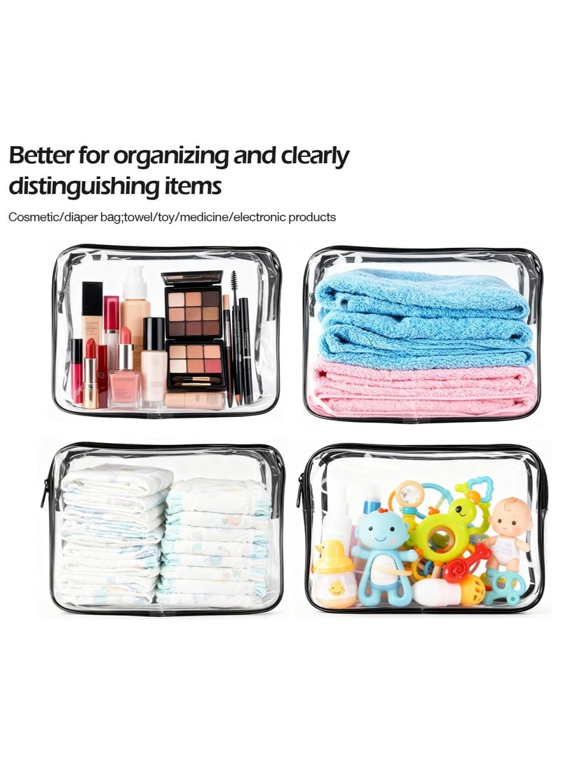MIMOE Transparent Cosmetic Bag Set - 3 Piece Clear Makeup Package with Black Trim, Multi-Size Travel Organizer Bag for Toiletries, Cosmetics & Accessories - Image 3