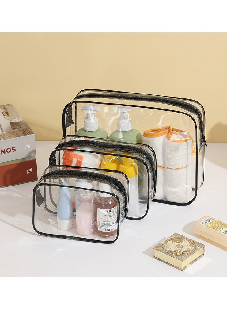 MIMOE Transparent Cosmetic Bag Set - 3 Piece Clear Makeup Package with Black Trim, Multi-Size Travel Organizer Bag for Toiletries, Cosmetics & Accessories - Image 1