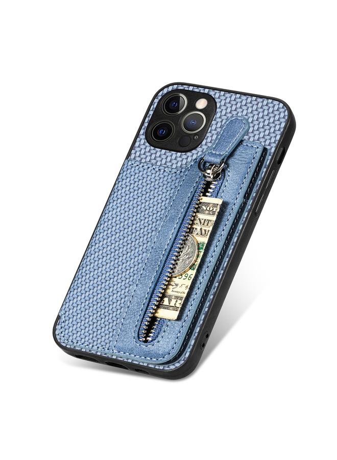 زبون جراب هاتف iPhone 12 Pro مصنوع من ألياف الكربون مع سحاب أفقي قابل للطي - Image 5