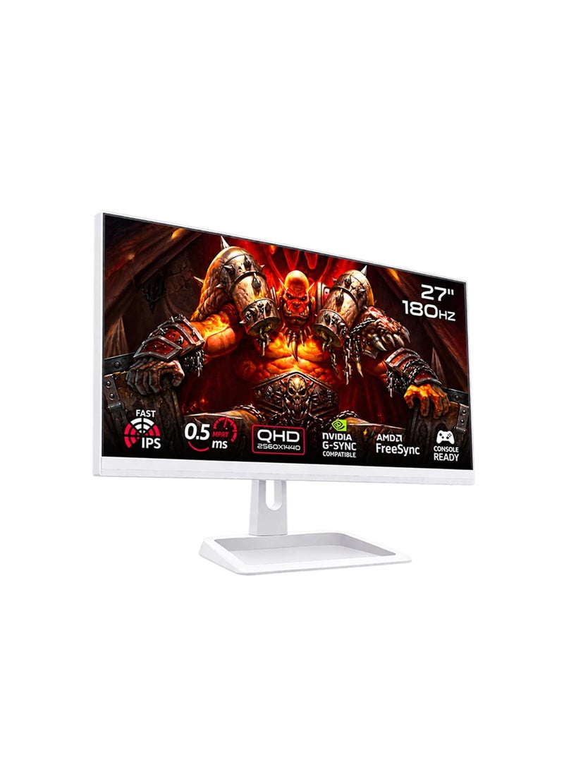 عرب جيمرز حزمة كمبيوتر ألعاب متكاملة - معالج Intel Core i5-12400F، بطاقة رسومات NVIDIA GeForce RTX 5050 8GB، ذاكرة وصول عشوائي 16GB، قرص صلب 1TB NVMe SSD، شاشة 27 بوصة FHD 180Hz، لوحة مفاتيح وماوس وسماعة رأس، واي فاي وبلوتوث، ويندوز 11 برو - مجموعة كاملة بيضاء RGB - Image 3