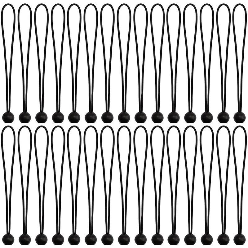 AOPRIE AOPRIE 30 Pcs Bungee Cords with Balls 11 inch Black Ball Bungees Heavy Duty Tarp Bungee Cords Trap Weather Resistant Tie Down Strap for Camping Tents Cargo Holding Wire and Hoses