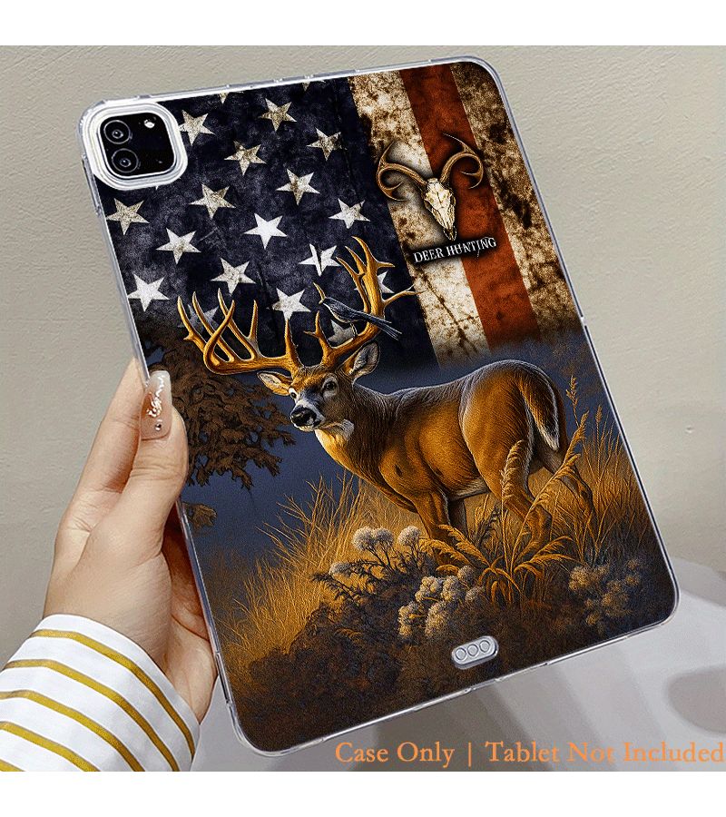 غطاء صدمات أمريكي بطباعة رأس غزال وعلم الولايات المتحدة لجهاز iPad Pro 12.9 لعام 2022 - Image 5