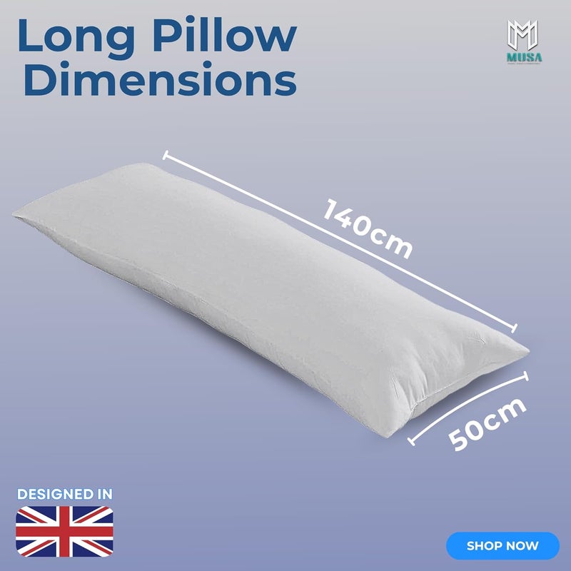 MUSA MUSA® Full Body Long Pillow with 300 Cotton TC - Breathable Polyester Filling, Pregnancy Pillow for Belly Support, Sleeping, Side Sleeper & Back Sleepers Maternity Pillow (Light Grey, 50 x 140cm) - Image 2