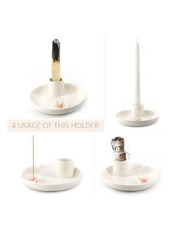 Excefore Palo Santo Burner, Incense Stick Holder, Sage Holder for Burning Ceramic Incense Holder Candle Holder Ash Catcher for Meditation Yoga (White/5 Inch)  - Image 4