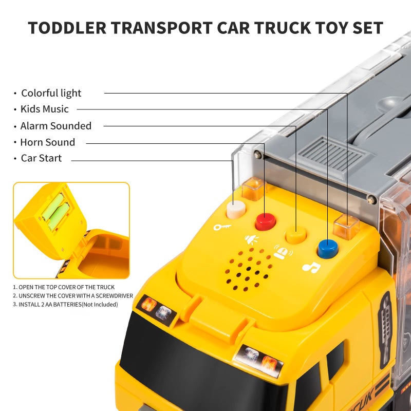 TEMI Toddler Toys for 3-9 Years Old Boys, Construction Toys Car Transport Vehicle W/Play Mat, Die-cast Alloy Engineering Vehicle Gifts for Age 3 4 5 6 Kids Child Boys Girls Birthday Party Favor - Image 3