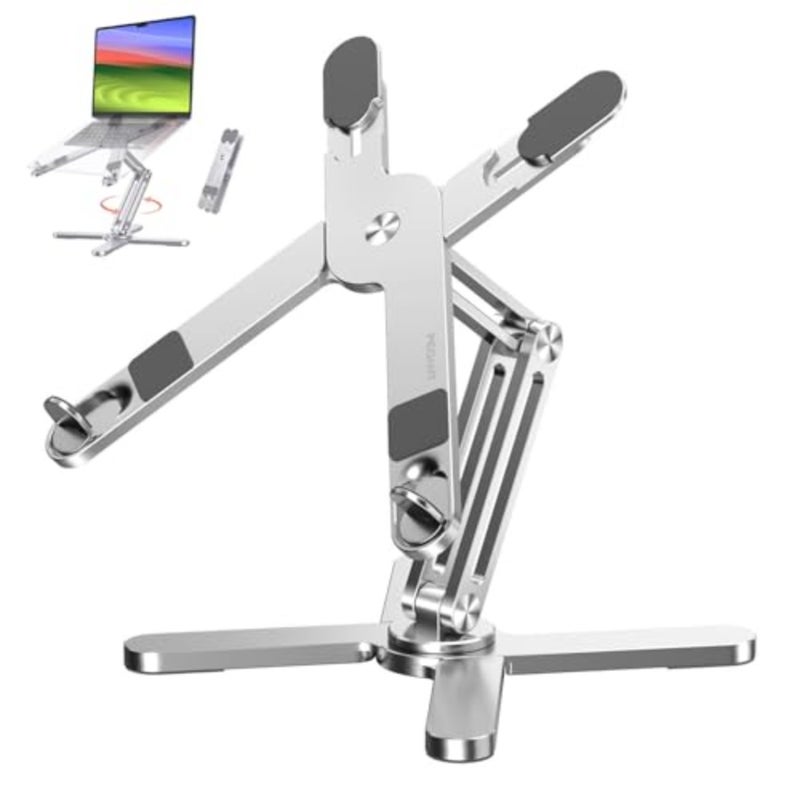Rotating Foldable Laptop Stand for Desk, 360° Adjustable Ergonomic Portable Aluminum 10-17" Laptop Organizer, Lightweight Notebook Holder for Home Office Travel, Compatible with MacBook Dell HP - Image 1