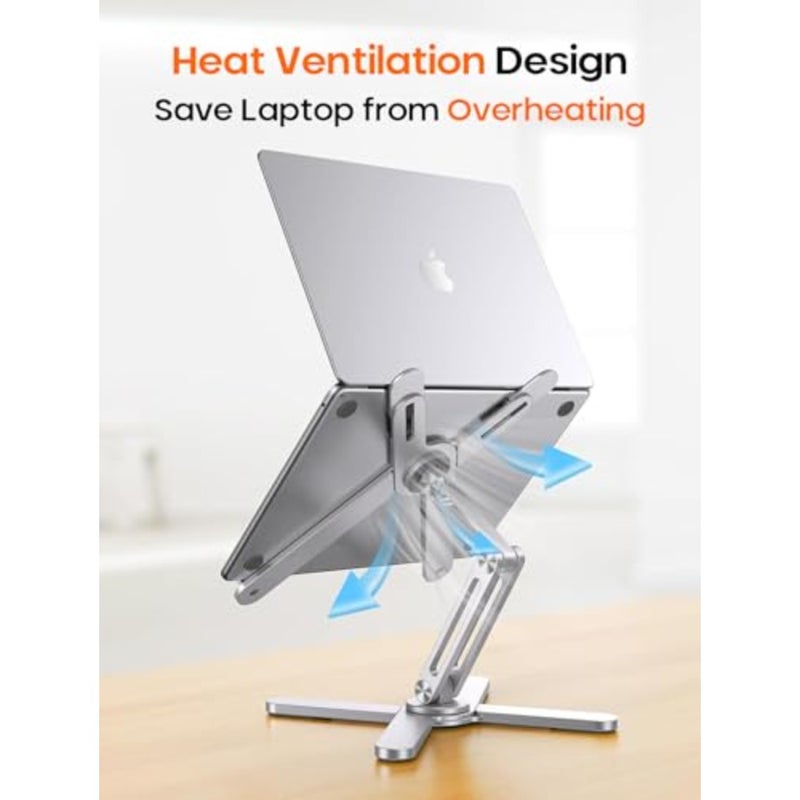 Rotating Foldable Laptop Stand for Desk, 360° Adjustable Ergonomic Portable Aluminum 10-17" Laptop Organizer, Lightweight Notebook Holder for Home Office Travel, Compatible with MacBook Dell HP - Image 5