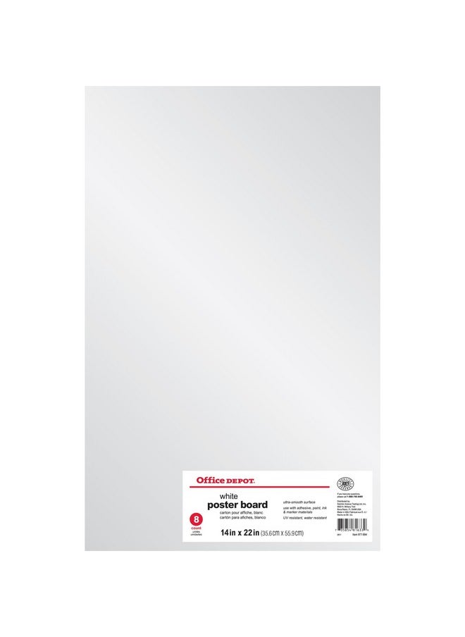 Office Depot ® Brand Poster Boards, 14" X 22", White, Pack Of 8  - Image 1