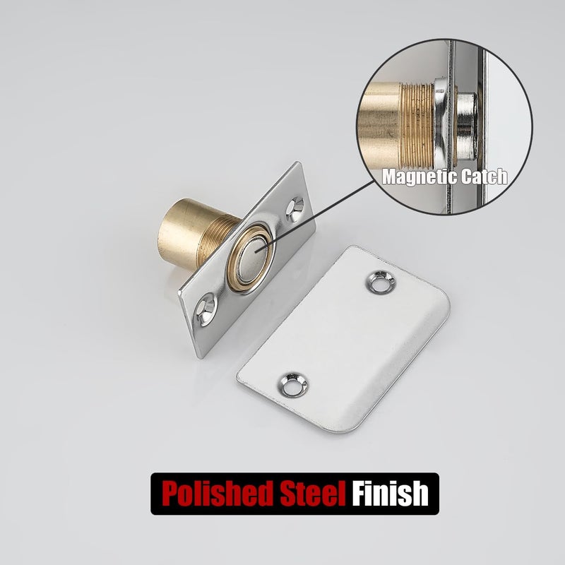 JQK Closet Magnetic Door Ball Catch Hardware, 430 Stainless Steel Catch Adjustable with Strike Plate, Polished Steel Finish 2 Pack, HBC120-BN-P2 - Image 4