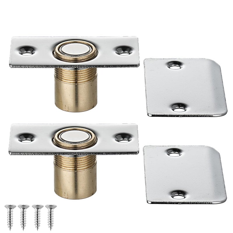 JQK Closet Magnetic Door Ball Catch Hardware, 430 Stainless Steel Catch Adjustable with Strike Plate, Polished Steel Finish 2 Pack, HBC120-BN-P2 - Image 1
