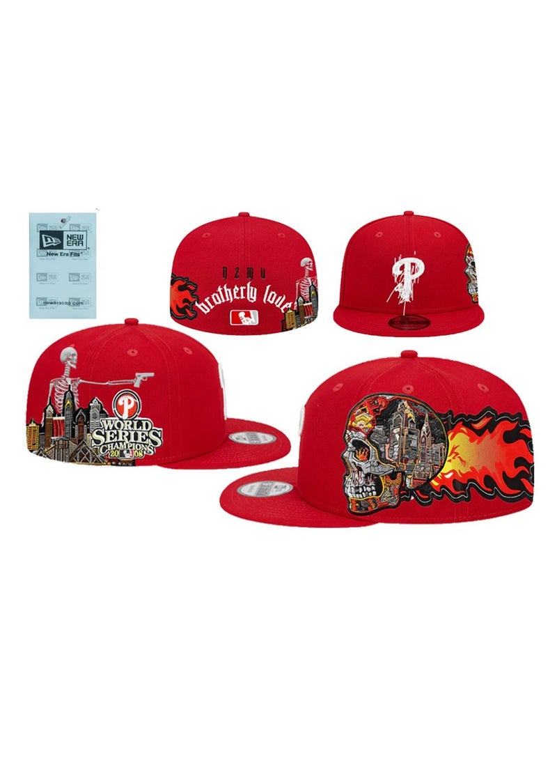 MLB Red All-Season Universal Baseball Cap, Breathable Comfortable Sun Protection Casual Hat 58.7cm