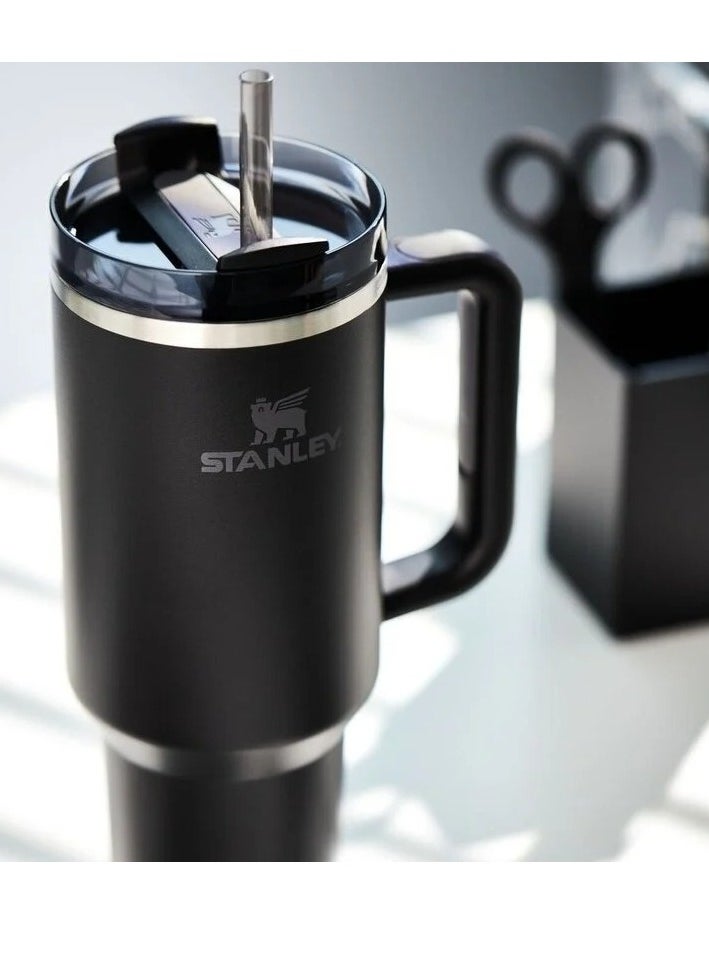 Stanley - Quencher H2.0 FlowState Vacuum Insulated Tumbler 40oz Black Stainless Steel Travel Mug with Leakproof Lid & Reusable Straw, Double-Walled Design, Keeps Drinks Hot for 7 Hours & Cold for 24 Hours, Durable & Portable for On-the-Go Hydration - Image 1