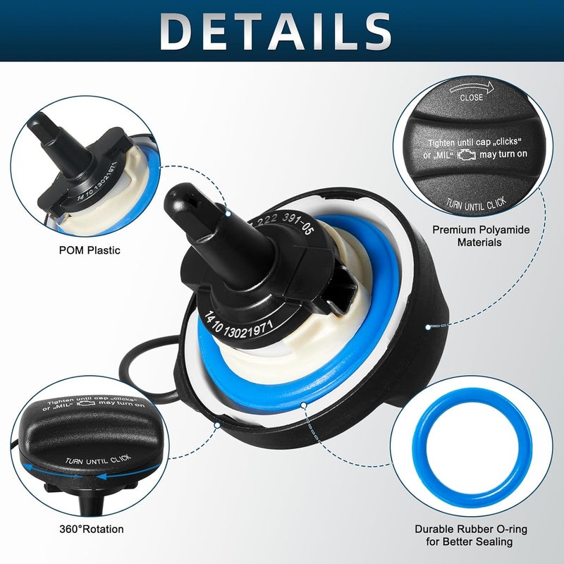 AUTOBABA Fuel Tank Cap Gas Cap Compatible with Mini Cooper& BMW X1 X2 X3 X4 X5 X6 128i 135i 228i 320i 323i 325i xi 328i 330i 335i 428i 525i 528i 530i 535i gt 645ci 650i 740i 745i Replace# 16117222391 - Image 3