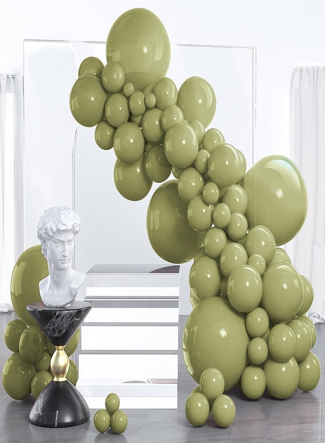 PartyWoo Sage Green Balloons 130 pcs Olive Balloons Different Sizes Pack of 18 12 10 5 Inch Olive Green Balloon Arch Kit Sage Balloon Garland as Forest Baby Shower Birthday Party Decorations Green-F11 - Image 1