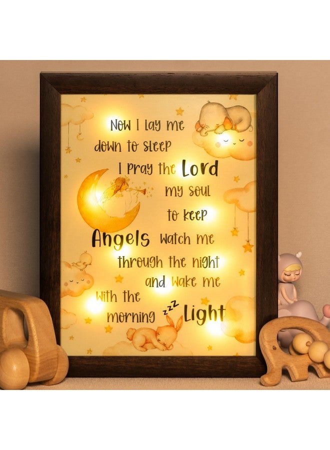 YLOVAN Baptism Gifts for Boys Girls - Night Light Nursery Decor Frame for Bedtime Prayer, Christening Dedication Catholic Godparents Gifts for Kids, Baby Shower Baptismal(Brown) - Image 1