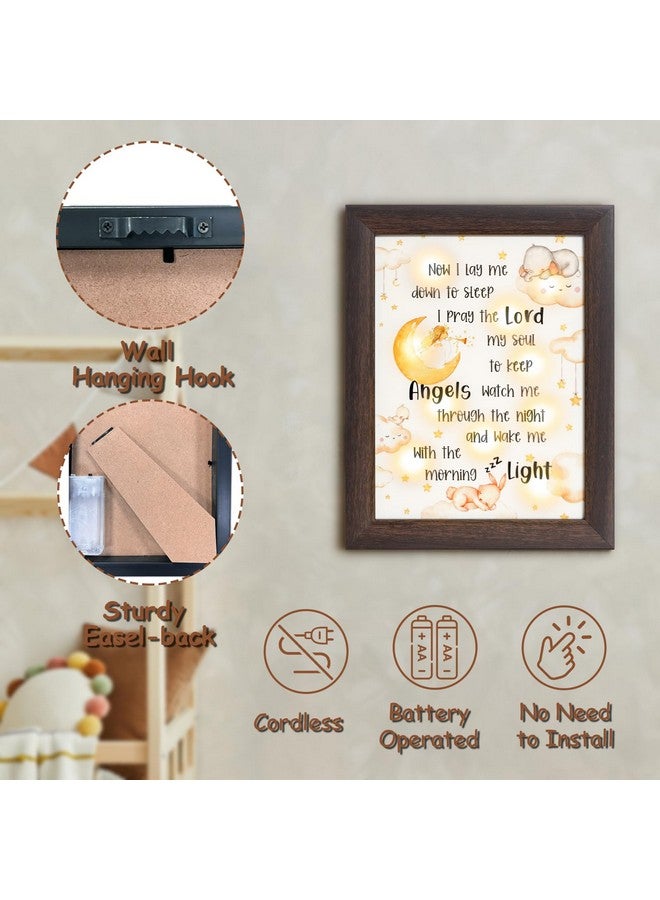 YLOVAN Baptism Gifts for Boys Girls - Night Light Nursery Decor Frame for Bedtime Prayer, Christening Dedication Catholic Godparents Gifts for Kids, Baby Shower Baptismal(Brown) - Image 3