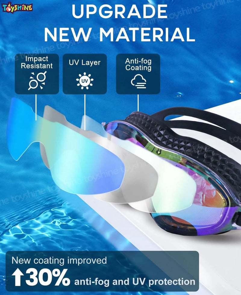 Spanker Pack of 2 Anti Fog Anti-UV Wide View Leak Proof Adjustable Swimming Goggles for Teenagers and Adults - Multicolor - Image 2