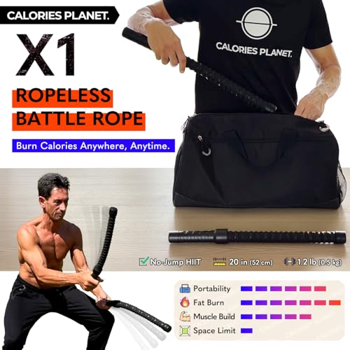 Calories Planet X1 Weighted Ropeless Battle Rope for Home Gym, Workout Exercise Rope for Strength Building, HIIT and Low-Impact Aerobic Training for Men & Women - Image 2