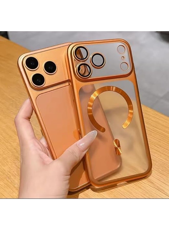 Back Cover Compatible With Magsafe For iPhone 17 Pro Max Shockproof Lens Protector Luxury Matte Case (Orange) - Image 5