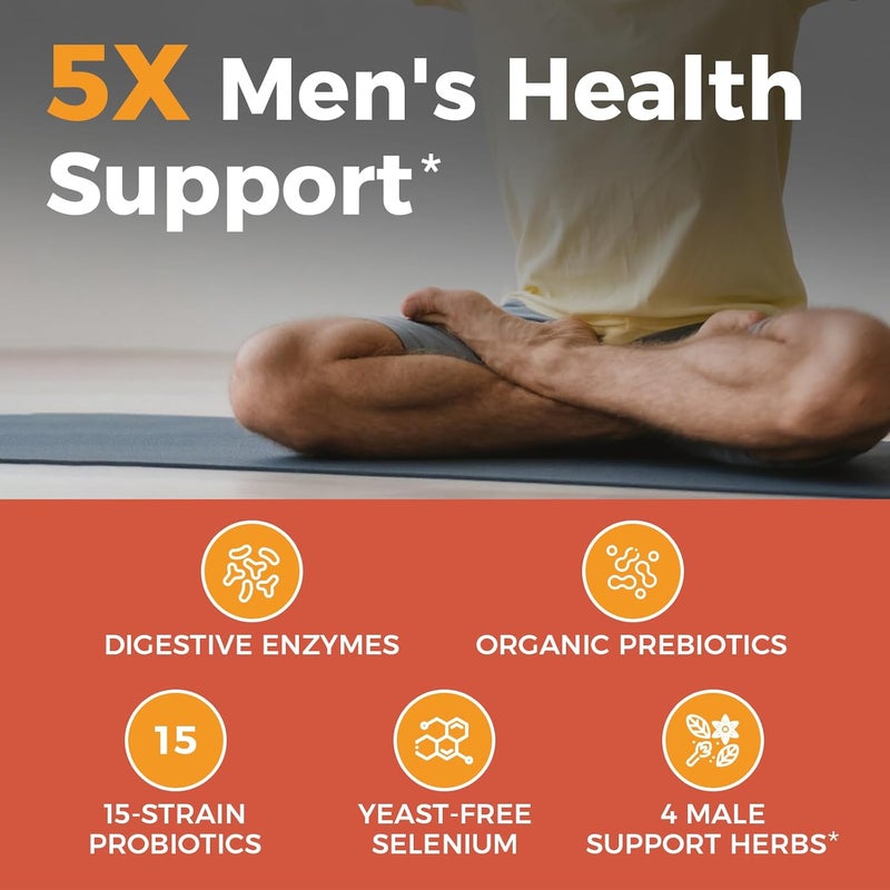NewRhythm Probiotics for Men with Prebiotics Selenium Digestive Enzymes Akkermansia Muciniphila Cranberry Extract 150 Billion CFU Digestive Colon Immune Mens Health 60 Vegan Caps - Image 4