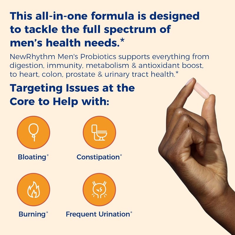 NewRhythm Probiotics for Men with Prebiotics Selenium Digestive Enzymes Akkermansia Muciniphila Cranberry Extract 150 Billion CFU Digestive Colon Immune Mens Health 60 Vegan Caps - Image 3