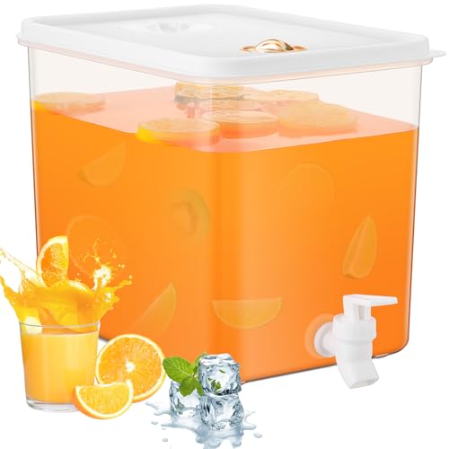 Domensi 1 Pack 2 Gallon Drink Dispenser for Fridge with Spigot Water Dispenser Leak Proof Lids Filter Screen Beverage Juice Container Sealed Plastic Lemonade Milk Cold Hot Drink Tea Jug for Party - Image 1