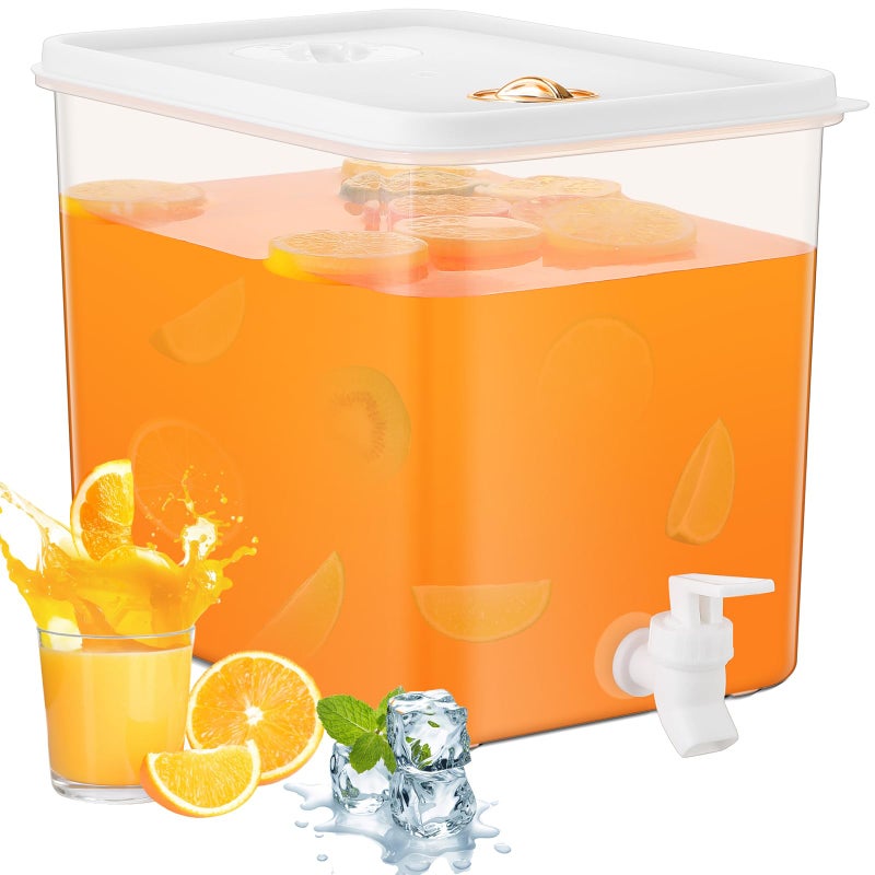Domensi 1 Pack 2 Gallon Drink Dispenser for Fridge with Spigot Water Dispenser Leak Proof Lids Filter Screen Beverage Juice Container Sealed Plastic Lemonade Milk Cold Hot Drink Tea Jug for Party - Image 2