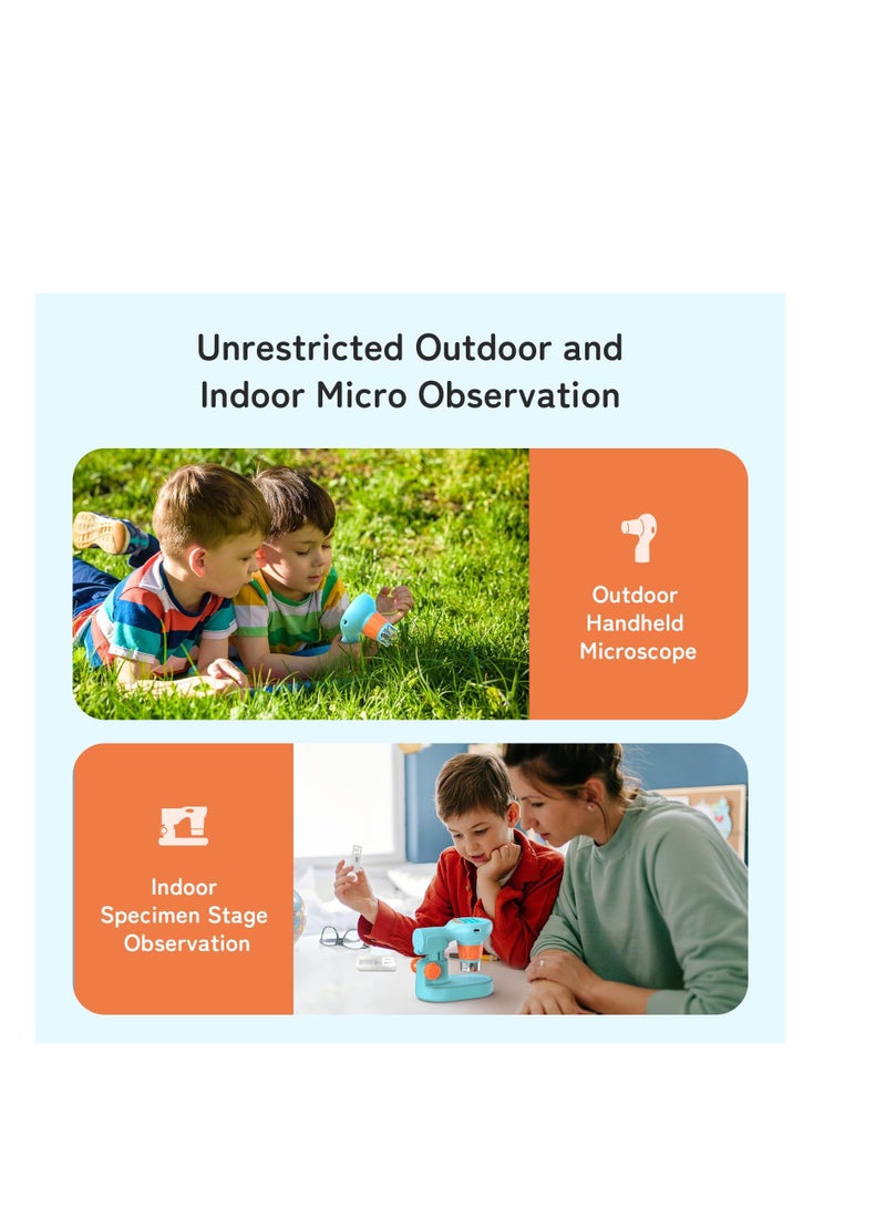 SYOSI Handheld Microscope for Kids, 800X USB Microscope with 2" LCD Screen, Handheld Kids Microscope with 5 Microscope Slides for Adults and Kids, Gifts for Kids 8-12 - Image 2