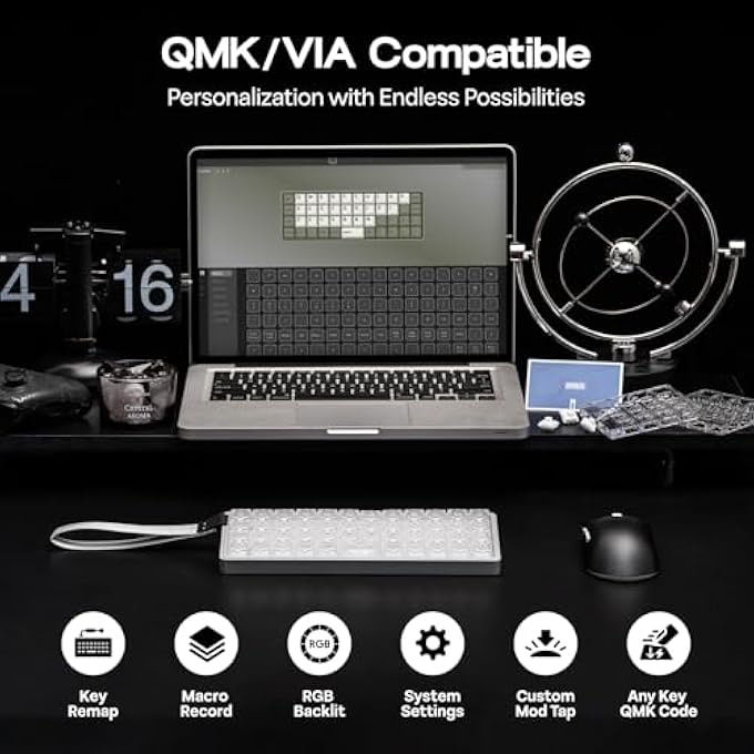 rayihni LUMA40 LOW PROFILE MECHANICAL KEYBOARD WITH QMK/VIA & CNC METAL, TRANSPARENT PC KEYCAP, HOT-SWAP, KAILH LINEAR SWITCH, 2.4GHZ/BT/USB, 40% WIRELESS GAMING KEYBOARD FOR MAC/WIN - Image 3
