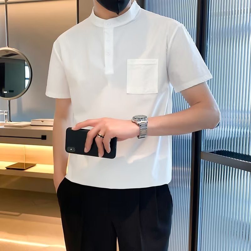 Short-Sleeved T-Shirt Men'S 2025 Summer Ice Silk Thin Men'S Top Boys' Trendy Brand Fashionable Round Neck Half-Sleeved T-Shirt - Image 5