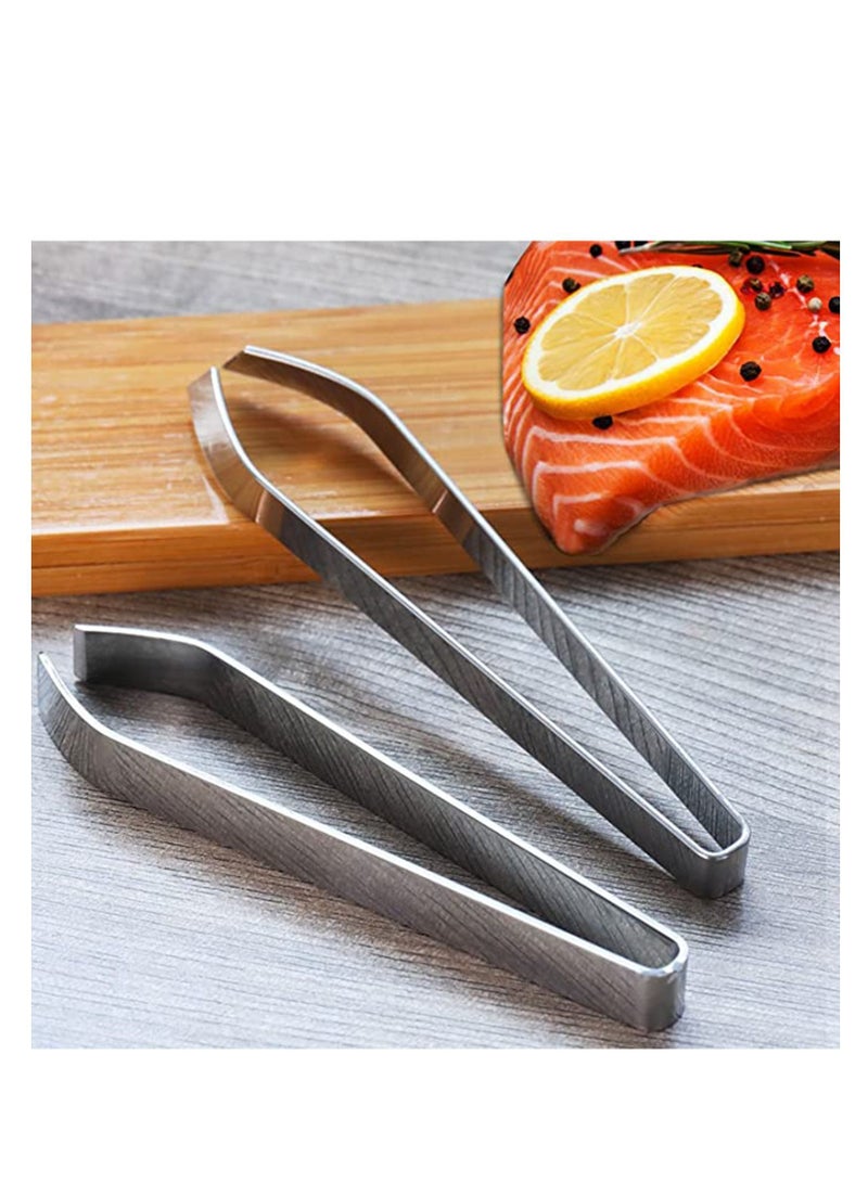 NIBEMINENT 2 Pieces Fish Bone Tweezers Set Includes Stainless Steel Tongs Scale Scraper Removers Flat and Slant Pliers for Chef Cooking Utensils, Sea Food, Beauty Tools - Image 5