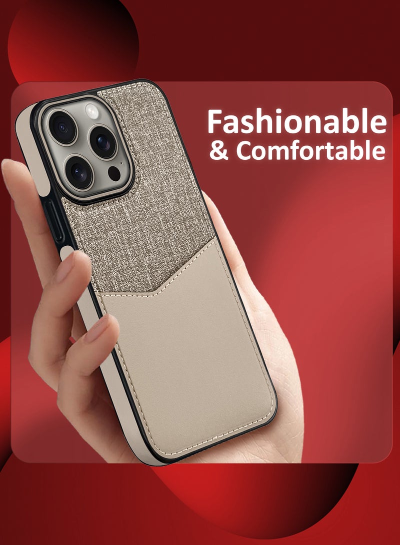 CATANES 3Packs iPhone 15 Pro Max Card Case Leather Back Cover with Card Holder, Slim and Lightweight, 1-2 Cards with Two 3D Screen Protectors- Cream  - Image 3