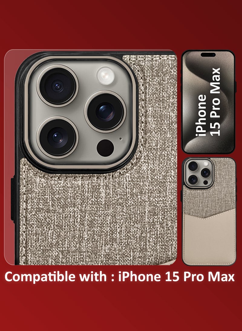 CATANES 3Packs iPhone 15 Pro Max Card Case Leather Back Cover with Card Holder, Slim and Lightweight, 1-2 Cards with Two 3D Screen Protectors- Cream  - Image 4